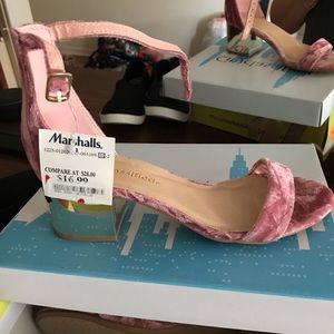 Brand new open sandals with gold heel.